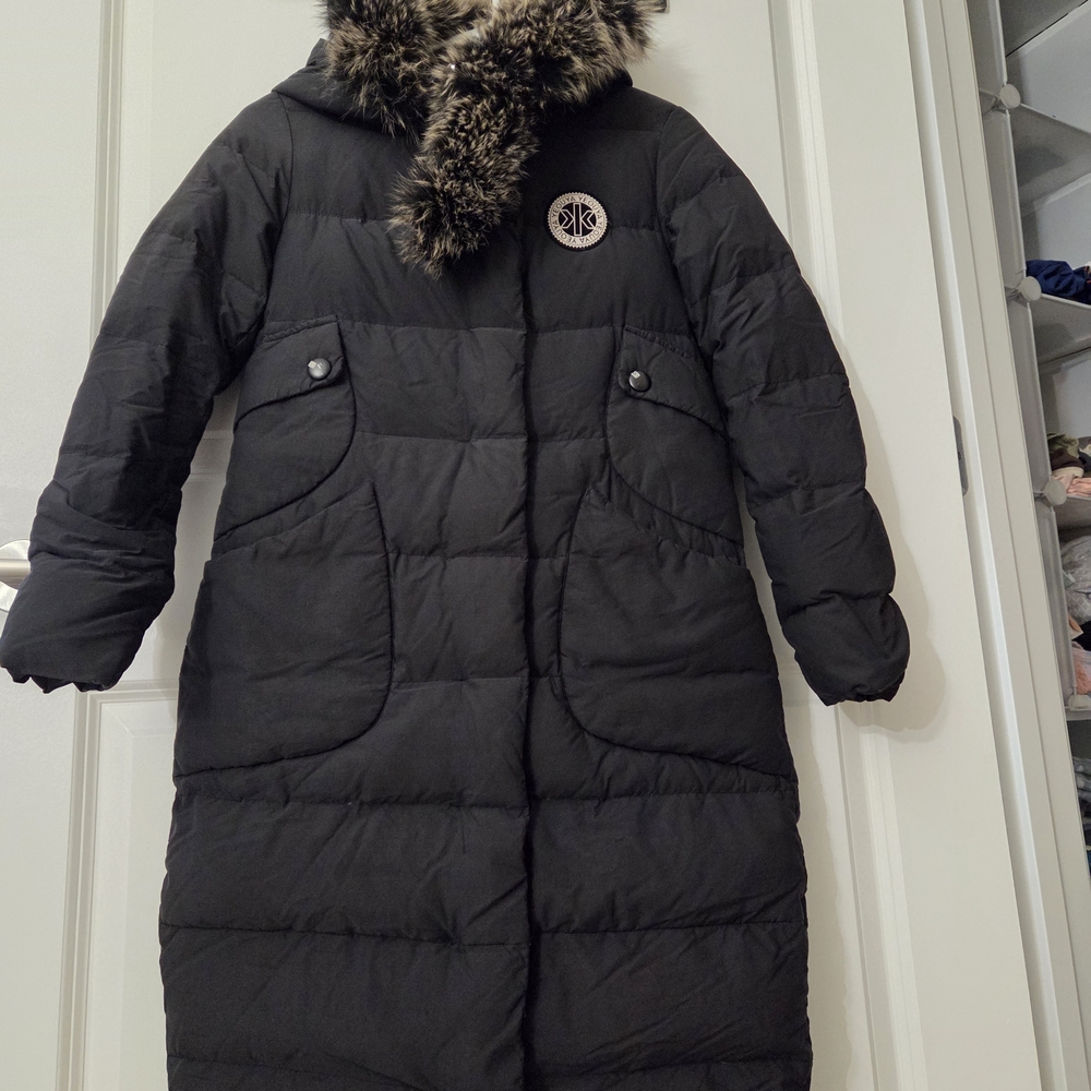 Black Puffer Coat with Fur Hood